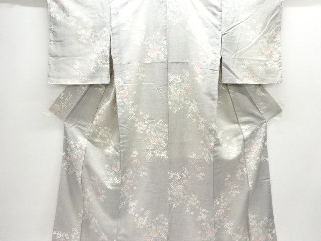JAPANESE KIMONO / ANTIQUE KIMONO / TSUMUGI / WOVEN FLOWER